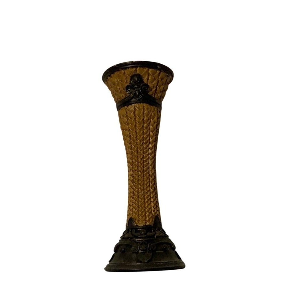 Vintage Style Bud Vase Faux Woven Rattan Small Table‎ Vase Home Decor